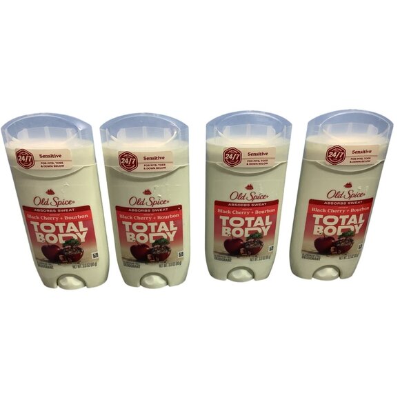 4 Old Spice Total Body Deodorant Stick Black Cherry & Bourbon Scented 3oz - Picture 1 of 4